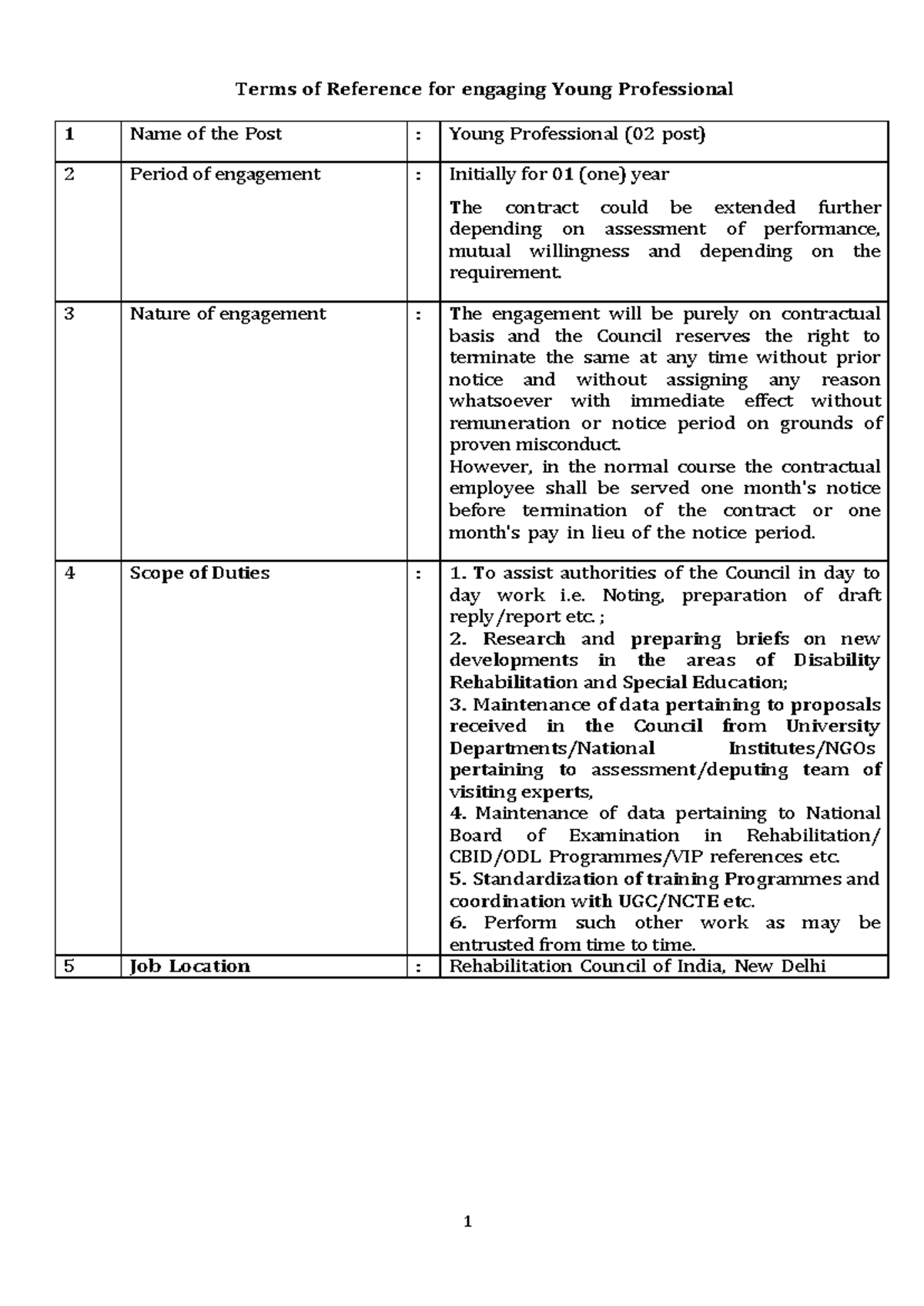 Terms of Reference for Young Professional Engagement - Studocu