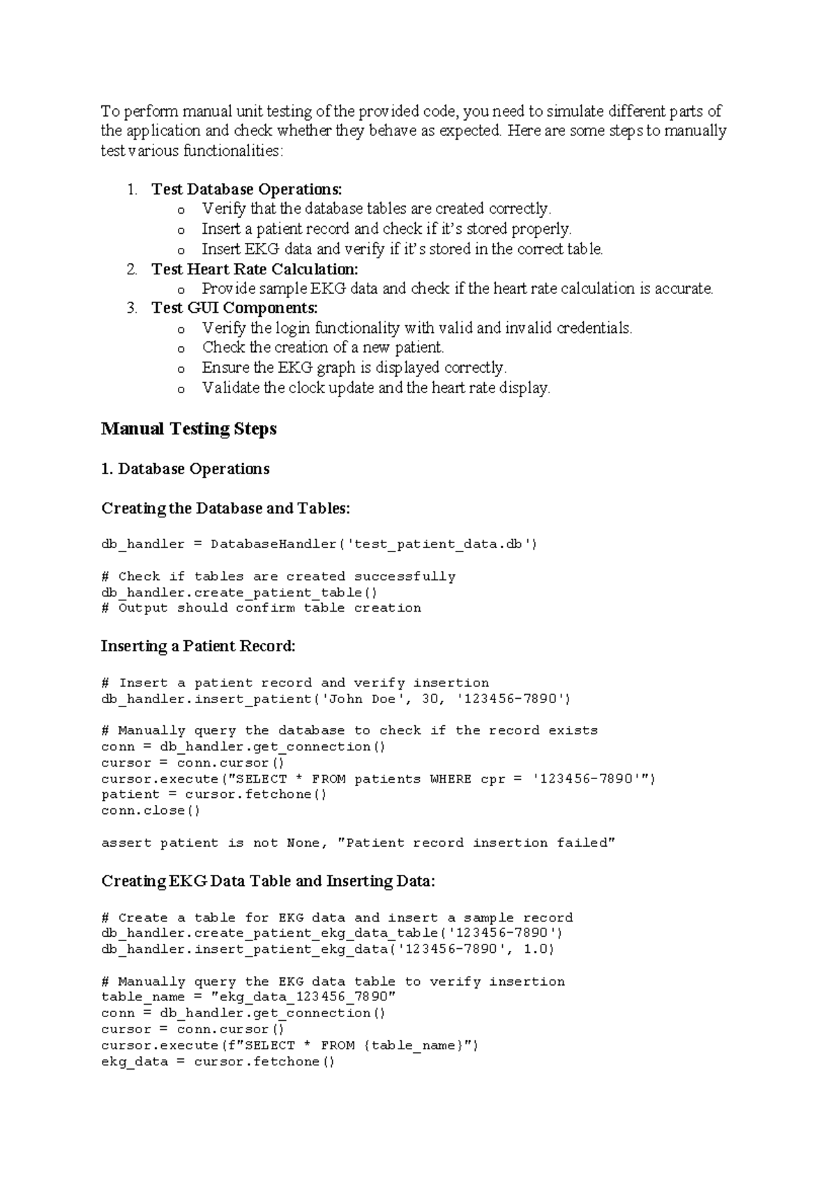 Unit Testing Manual Guide for Application Functionality - Studocu