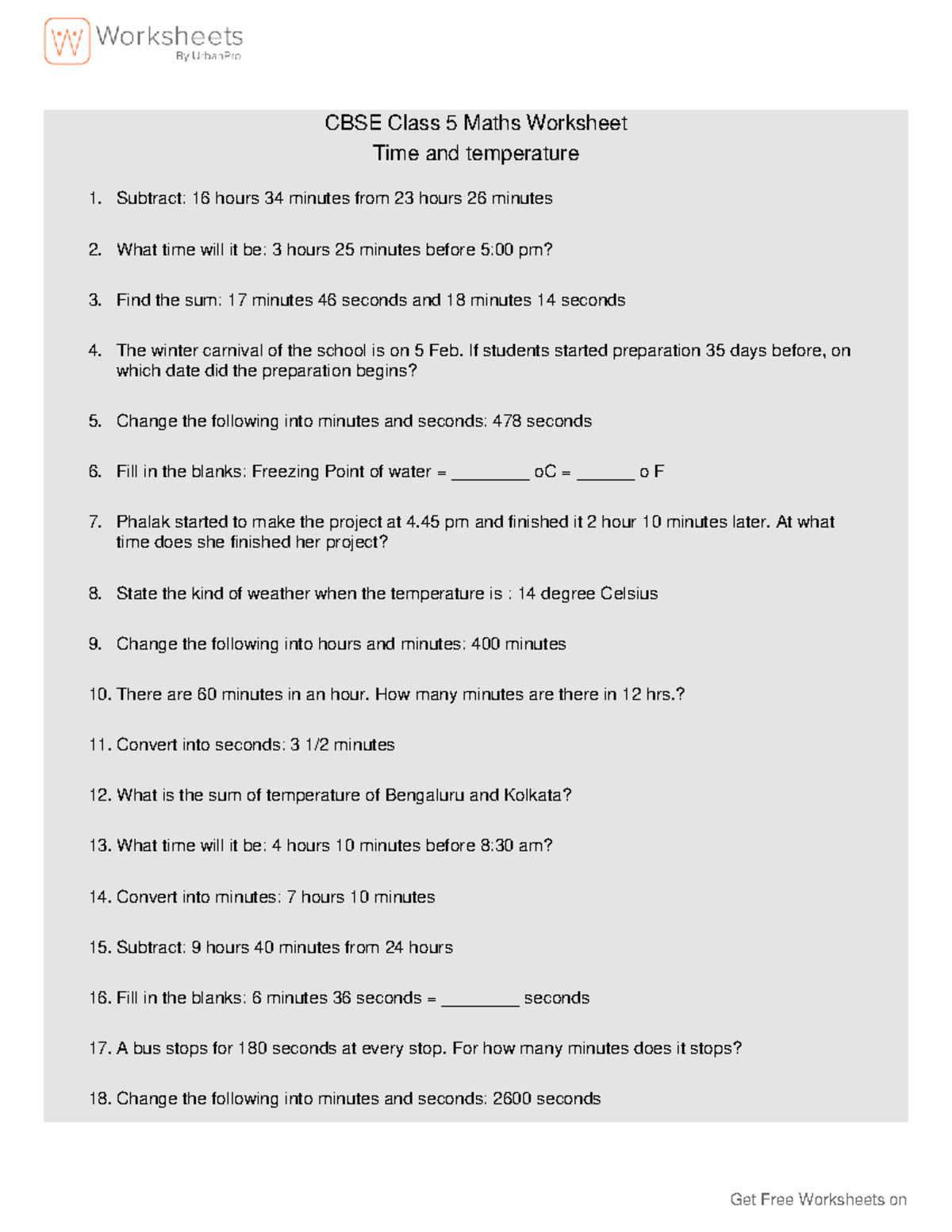 825569701 Time and temperature CBSE Class 5 Worksheet - Get Free ...