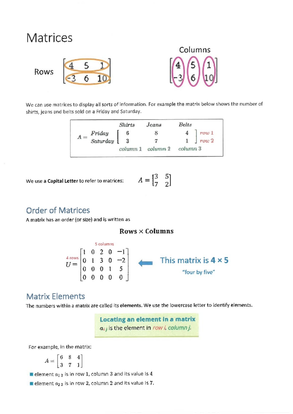 Matrices Notes - Completed Examples on Culling & Restocking - Studocu
