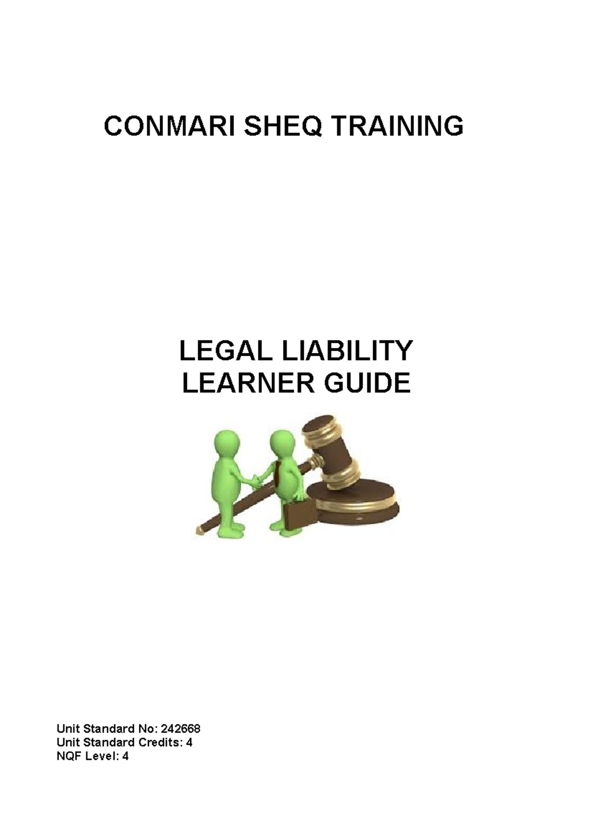Legal Liability in Occupational Health & Safety: Learner Guide 242668 ...