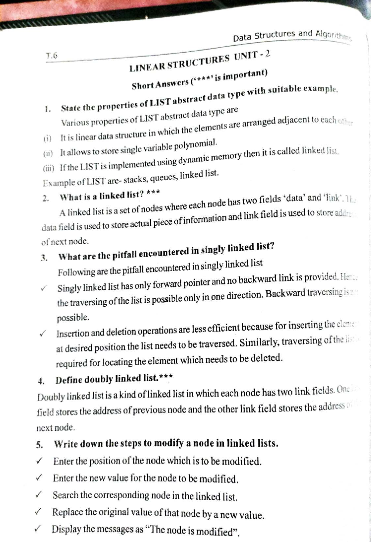 Ds - Data Structures T.6 & T.7: Linear Algorithms & Linked Lists Notes ...