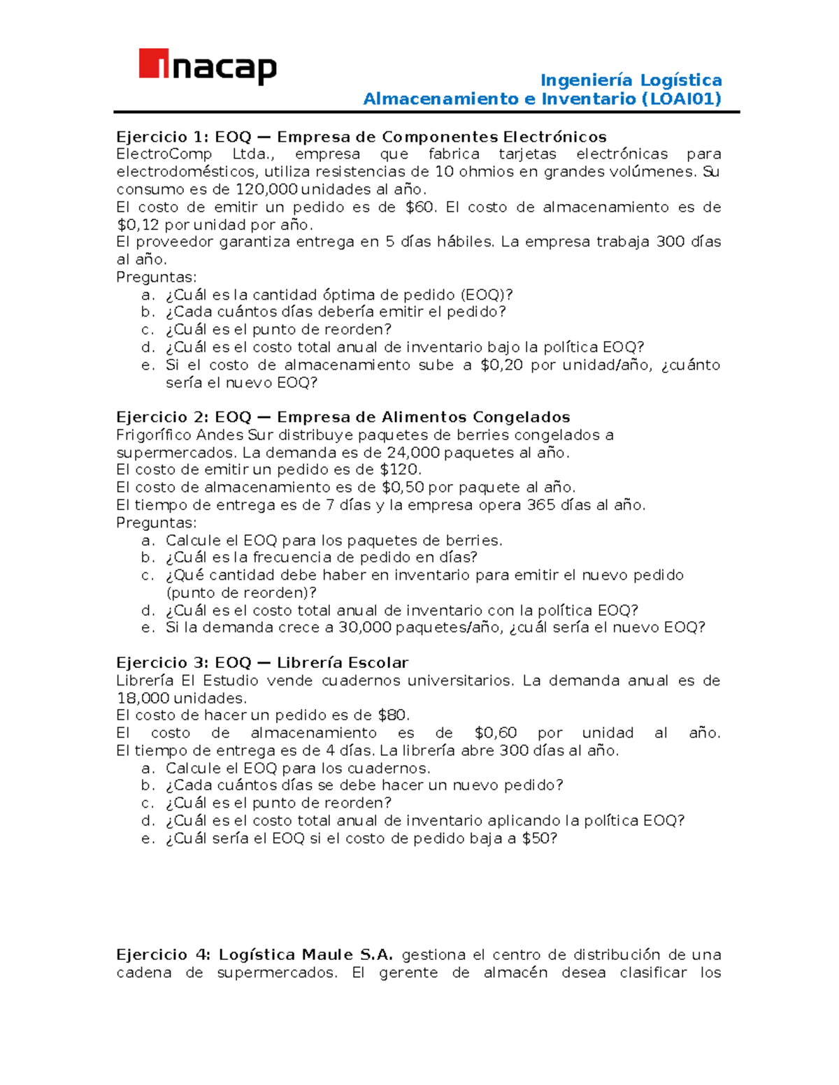 Guía de Inventarios EOQ y Clasificación ABC (LOAI01) - Studocu