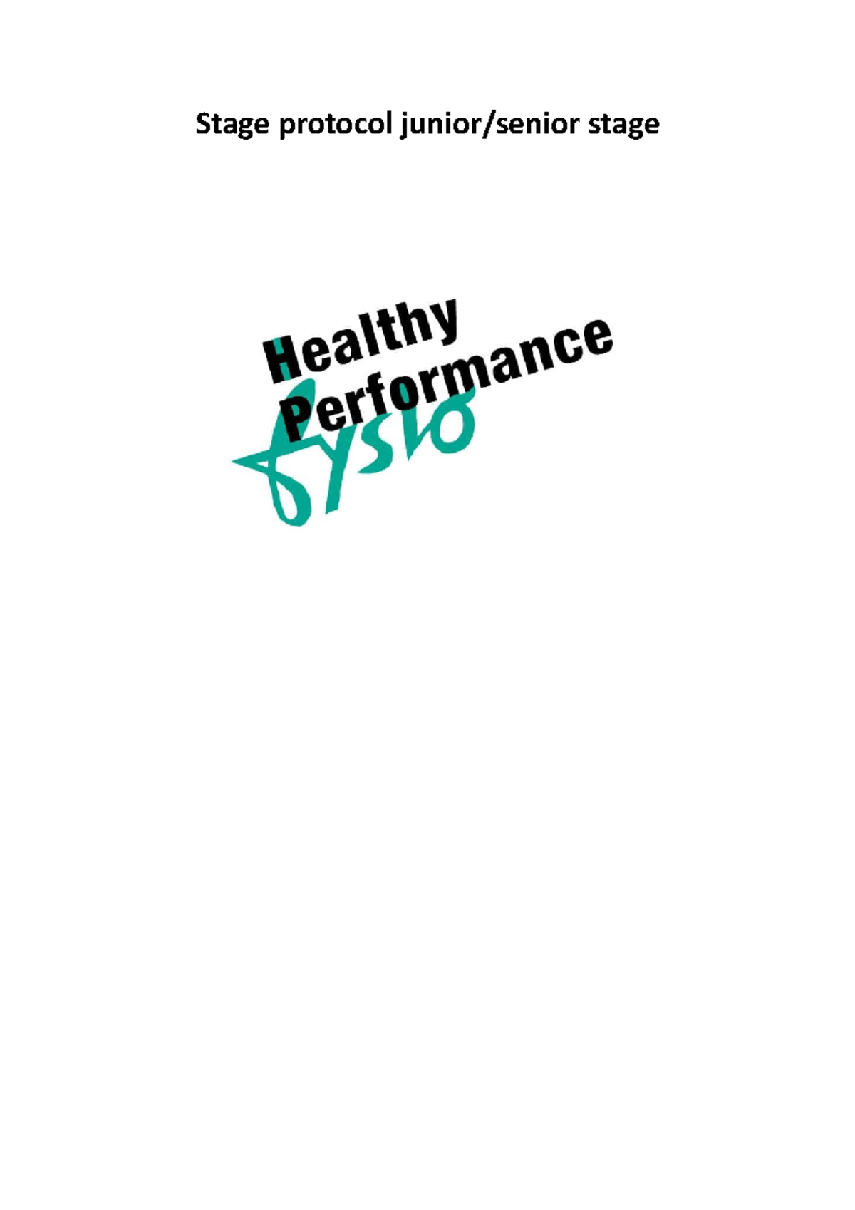 Stage protocol voor HP Fysio: Junior/Senior Stages en Behandelplanning ...
