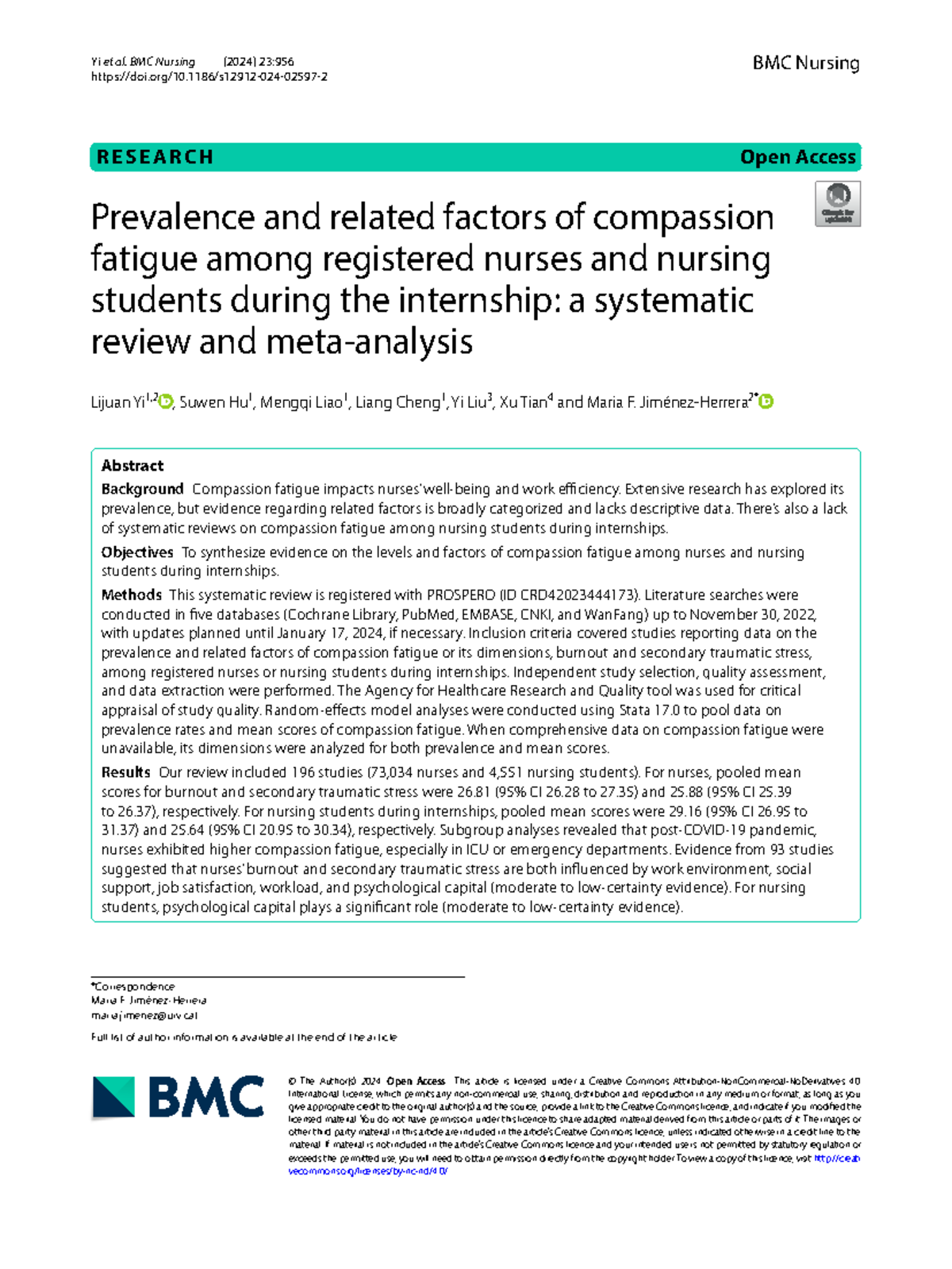 Prevalence and Factors of Compassion Fatigue in Nursing Students: A ...