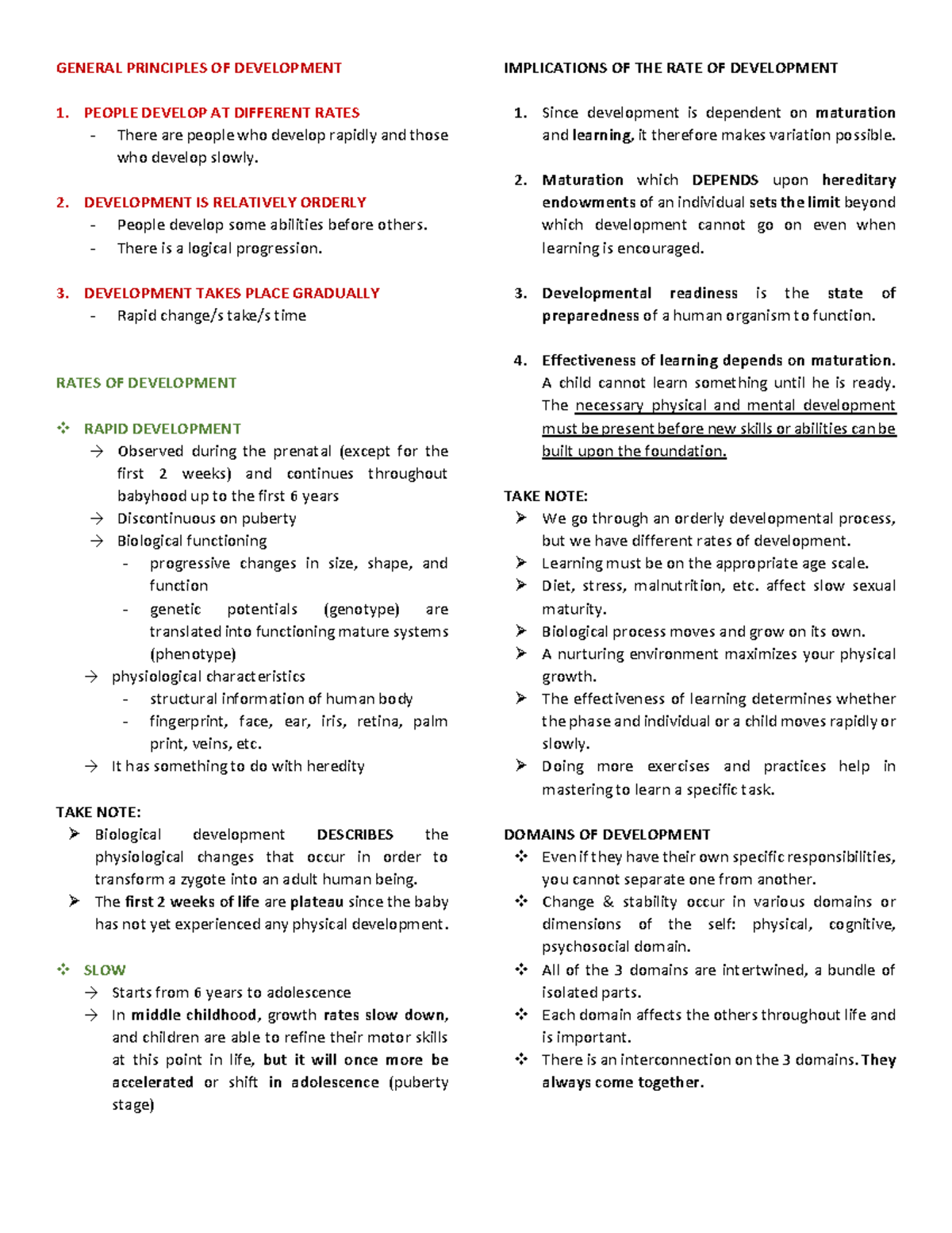 DEV PSY 101 LONG QUIZ NOTES: PRINCIPLES OF DEVELOPMENT - Studocu