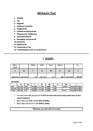 Werkwoorde - Graad 9 Werkwoorde Daar is 5 tipes werkwoorde Selfstandige ...