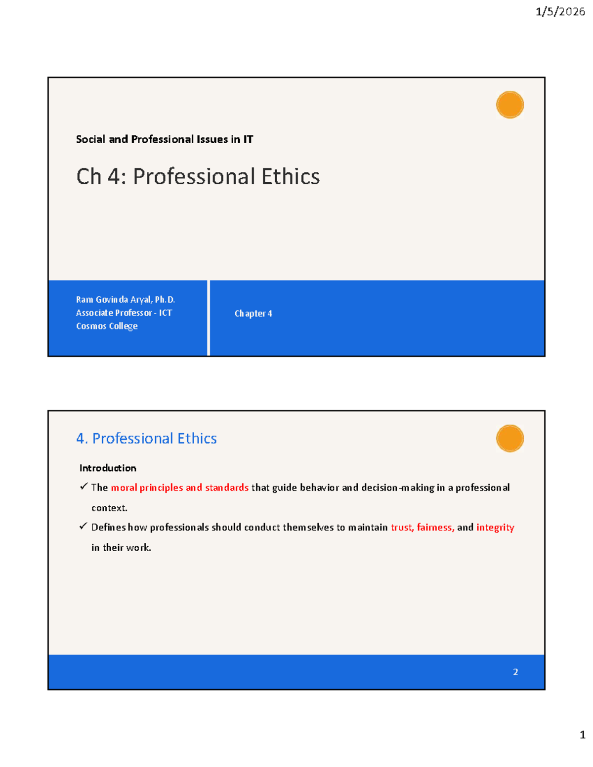 SPIT 4: Professional Ethics in IT - Key Concepts and Responsibilities ...