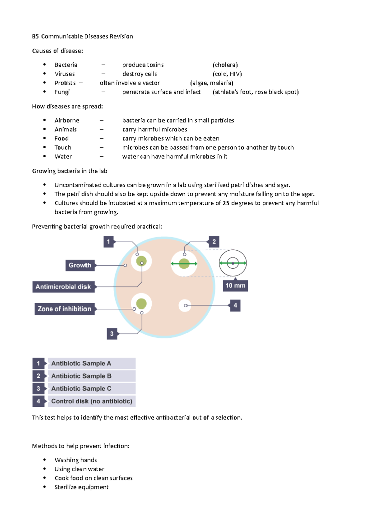 B5 Communicable Diseases Revision Notes - GCSE Biology - Studocu