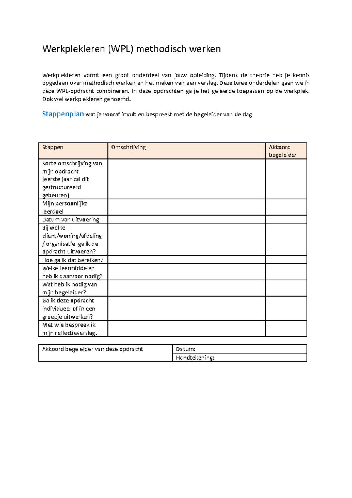 WPL Methodisch Werken: Stappenplan en Observaties voor Eerstejaars ...
