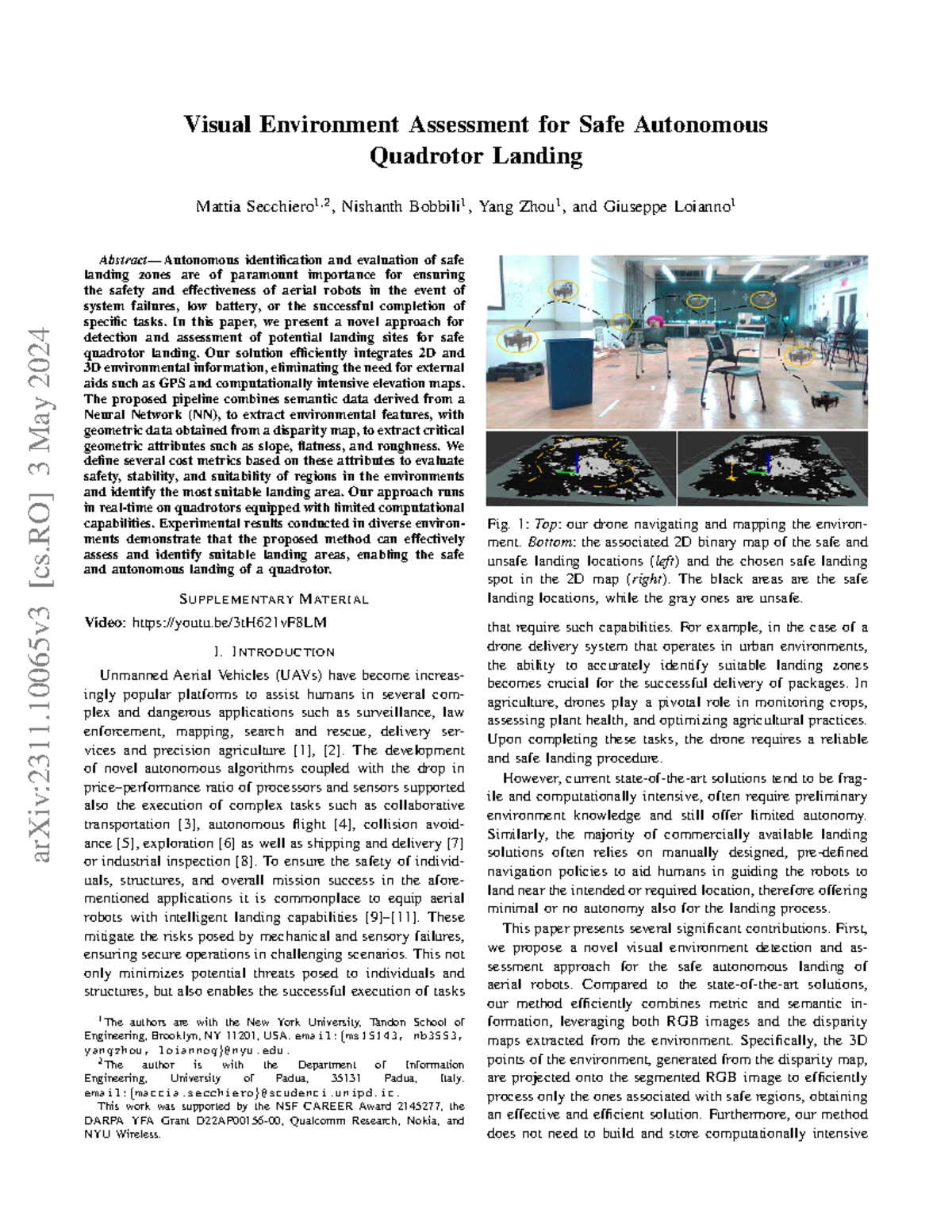 Visual Environment Assessment for Safe Quadrotor Landing (ENGR 2311 ...