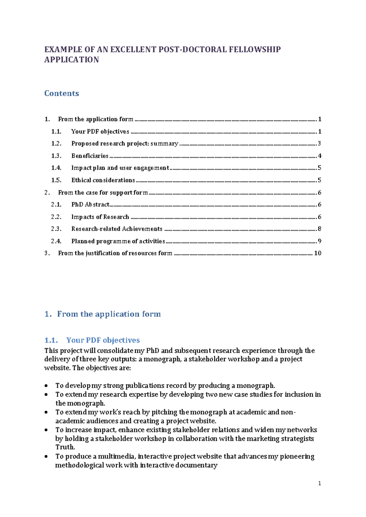 Post-Doc Fellowship Application: Strategies for Research Impact - Studocu