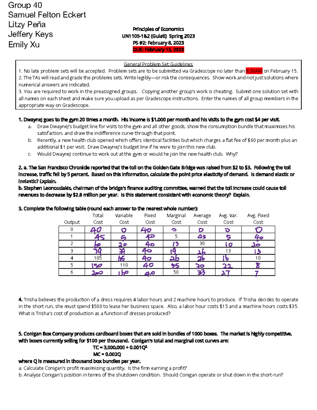 PS2 - Economics Problem Set Guidelines and Questions (UN1105-1&2) - Studocu