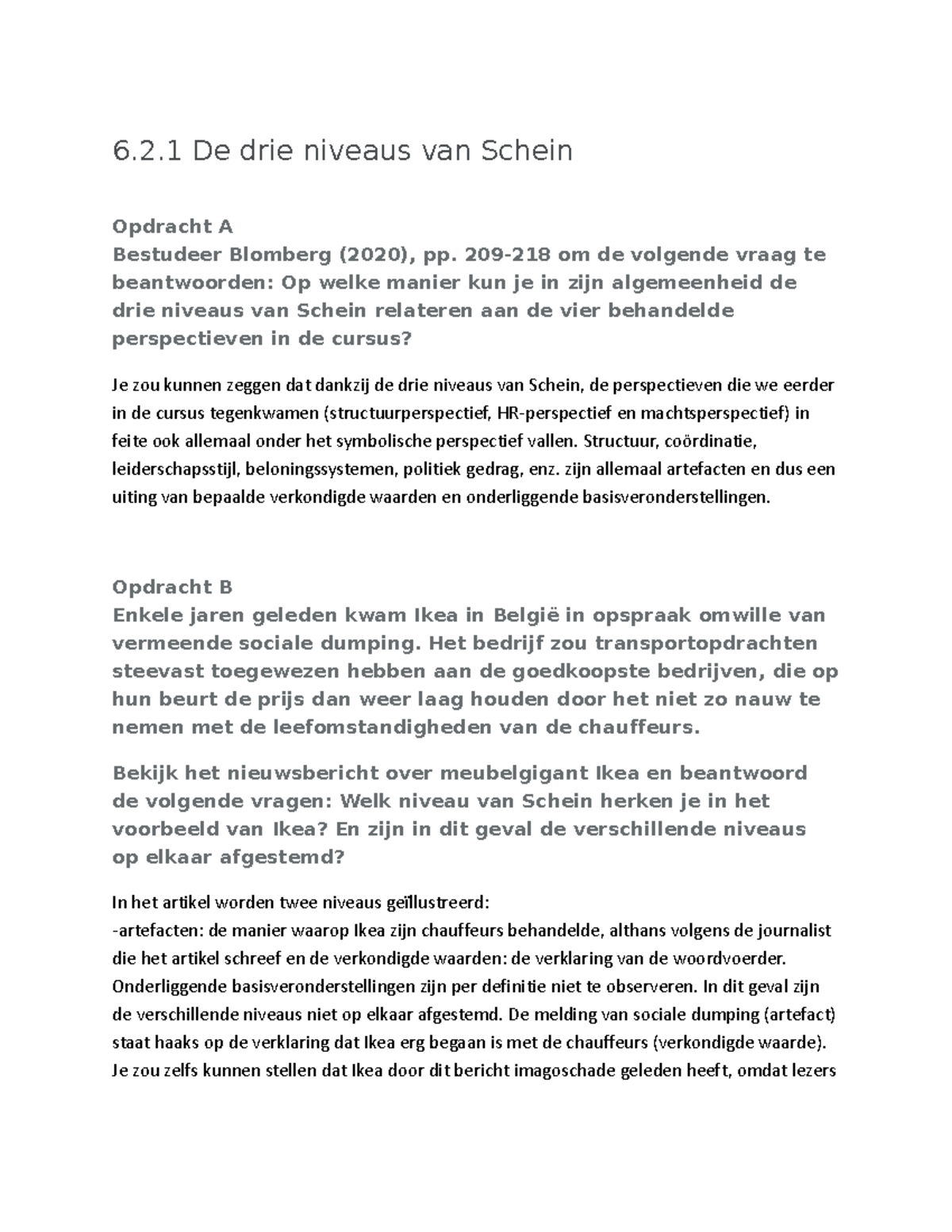 6.2.1 De drie niveaus van Schein: Relaties en Voorbeelden uit de Cursus ...
