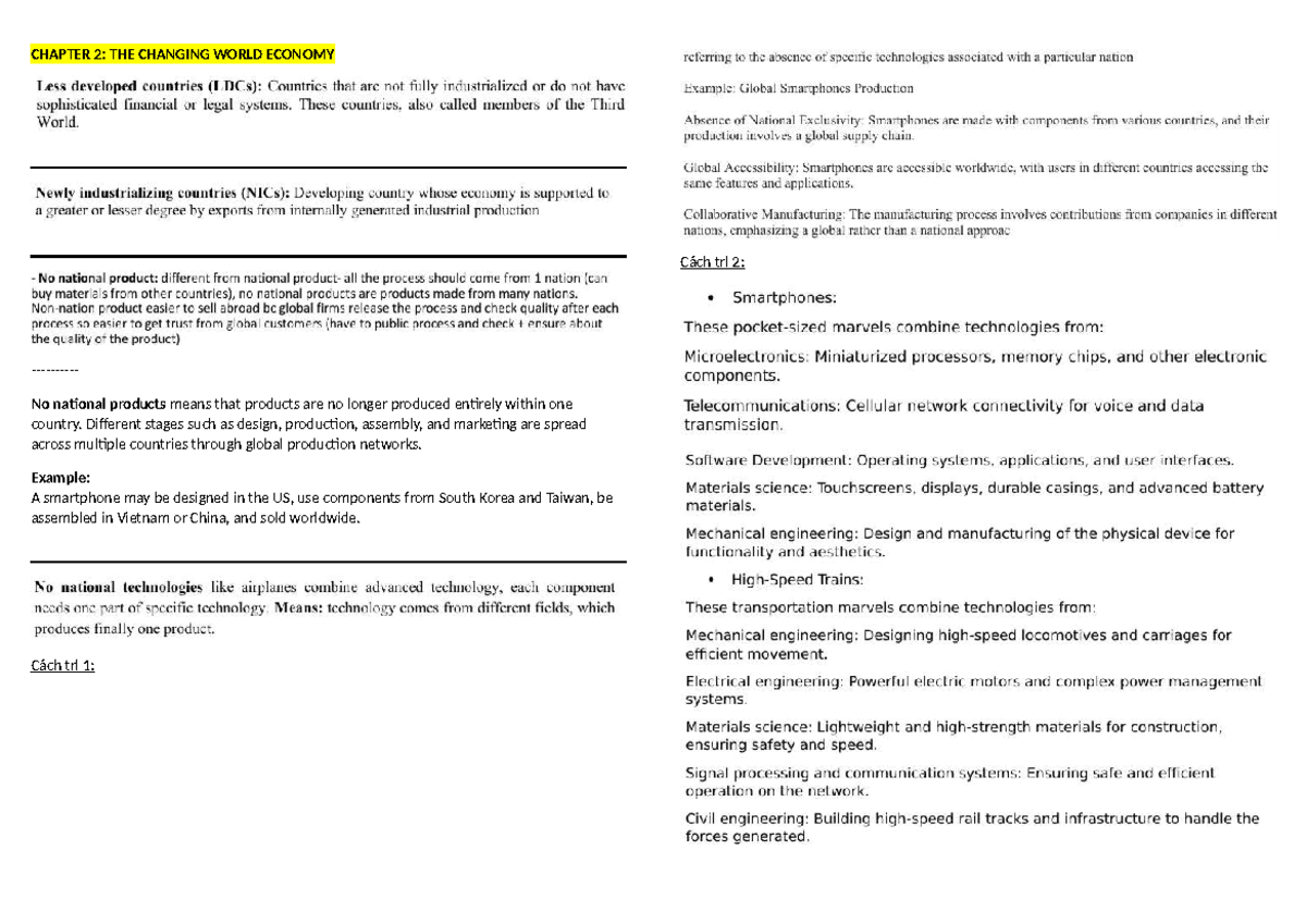 CHAP 2: The Changing World Economy - FAFEQG Theory Insights - Studocu