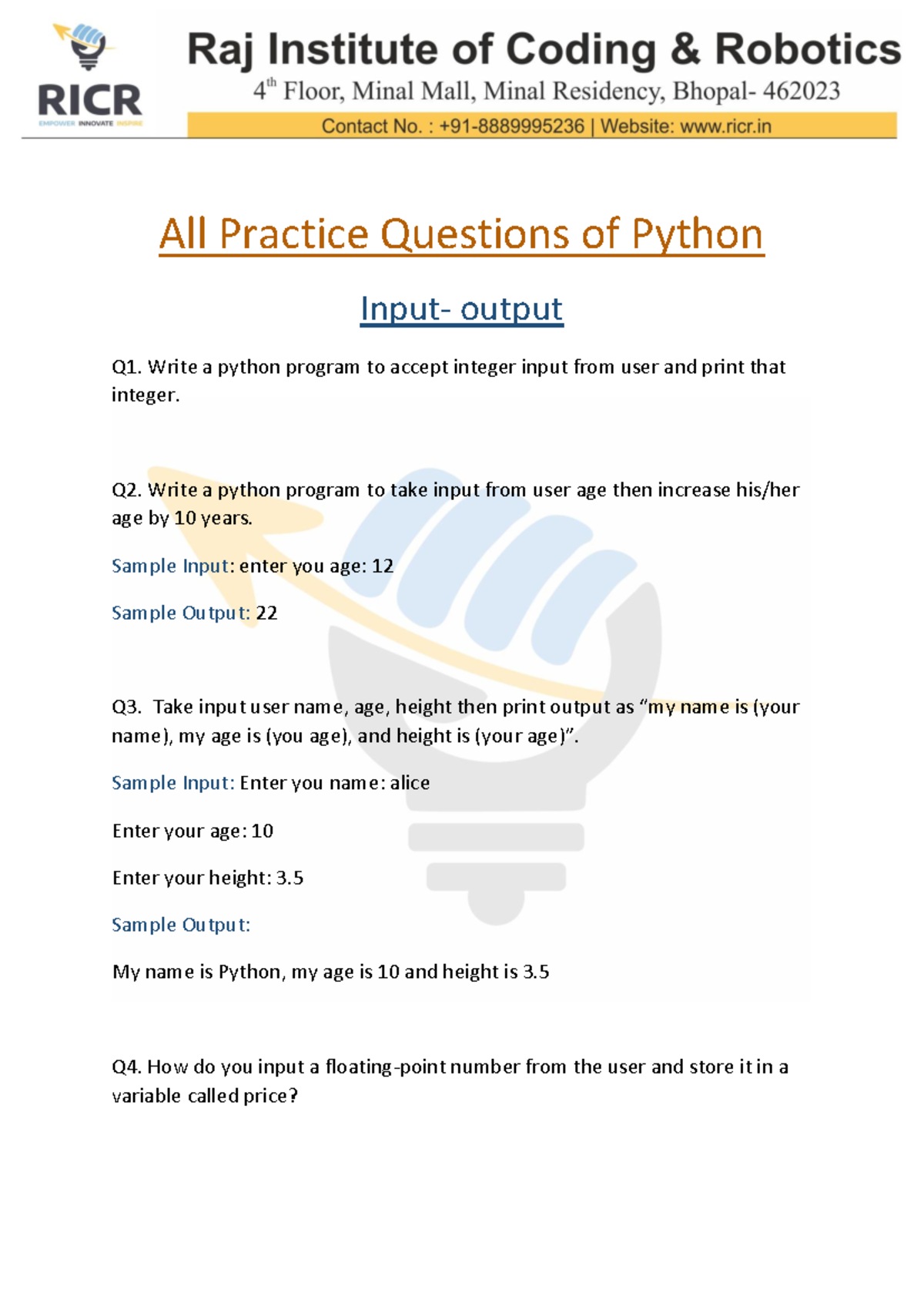 Python Practice Questions for Beginners: Comprehensive Guide - Studocu