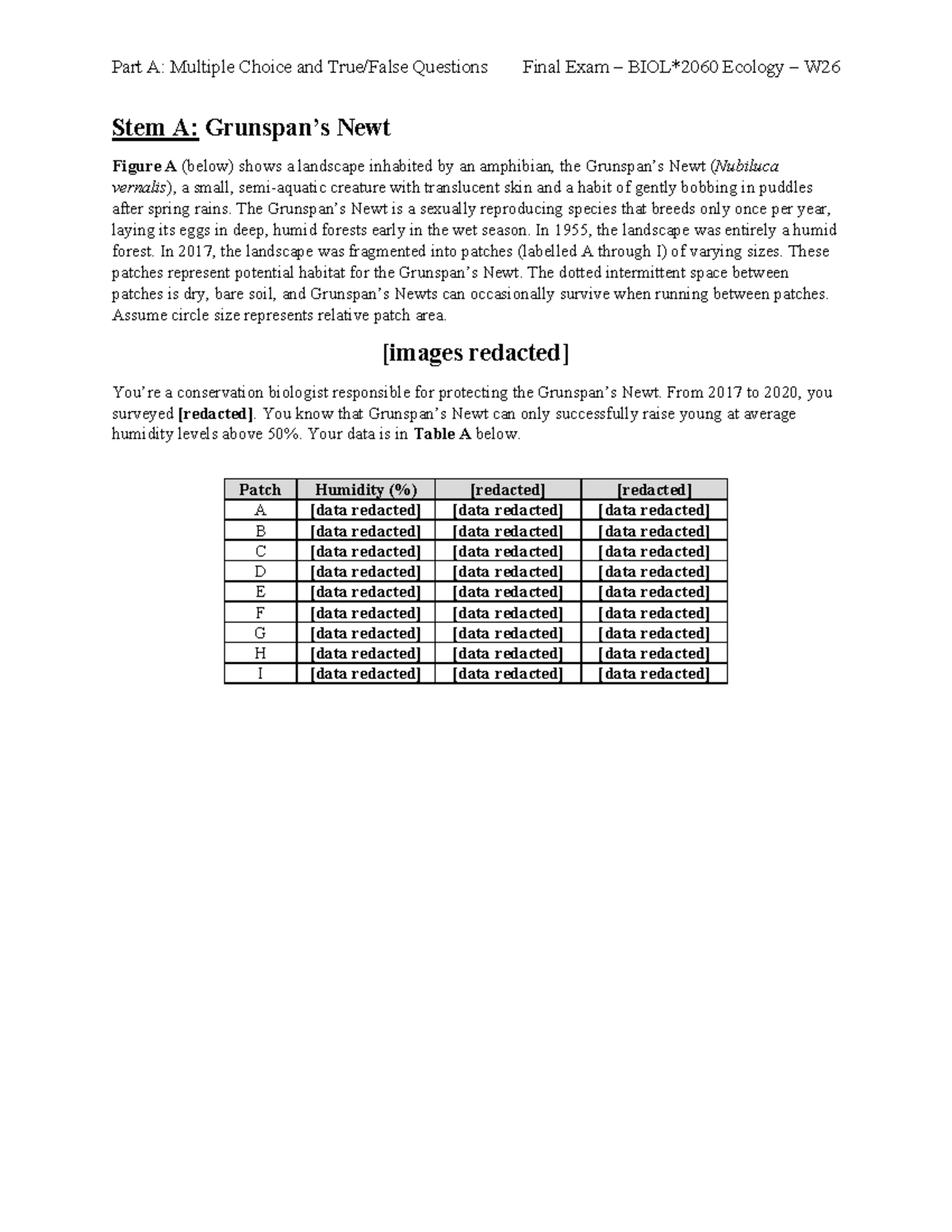 Final Exam - Multiple Choice & Questions - BIOL 2060 W26 - Studocu