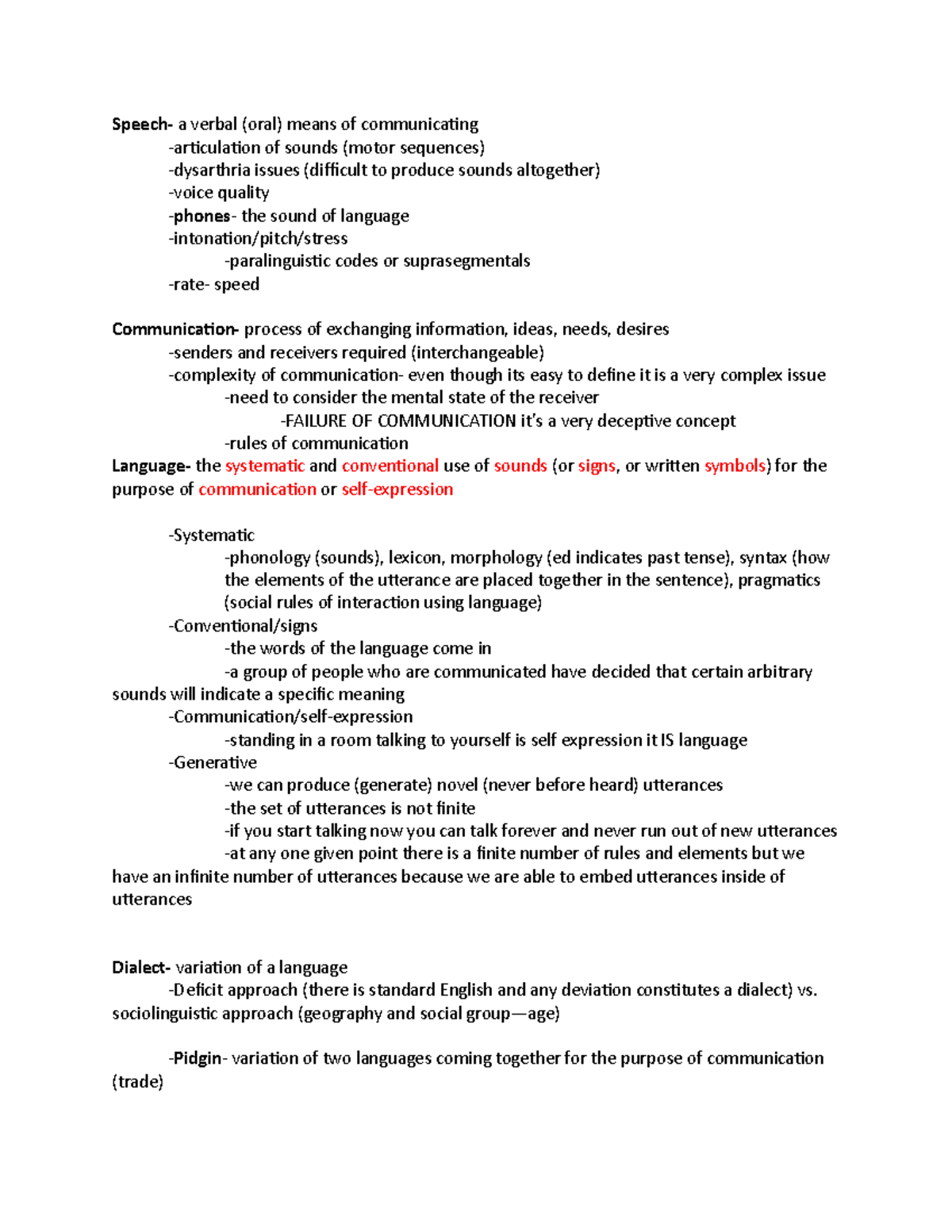 Speech Language Exam 1 Study Materials: Key Concepts & Theories - Studocu
