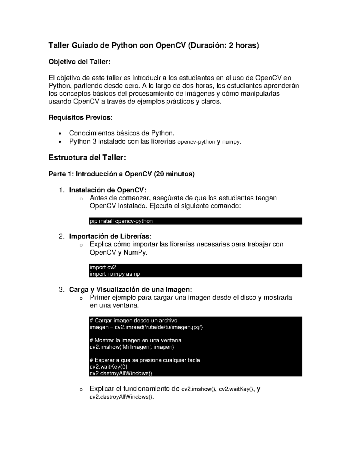 Taller Guiado de Python con Open CV - Taller Guiado de Python con ...