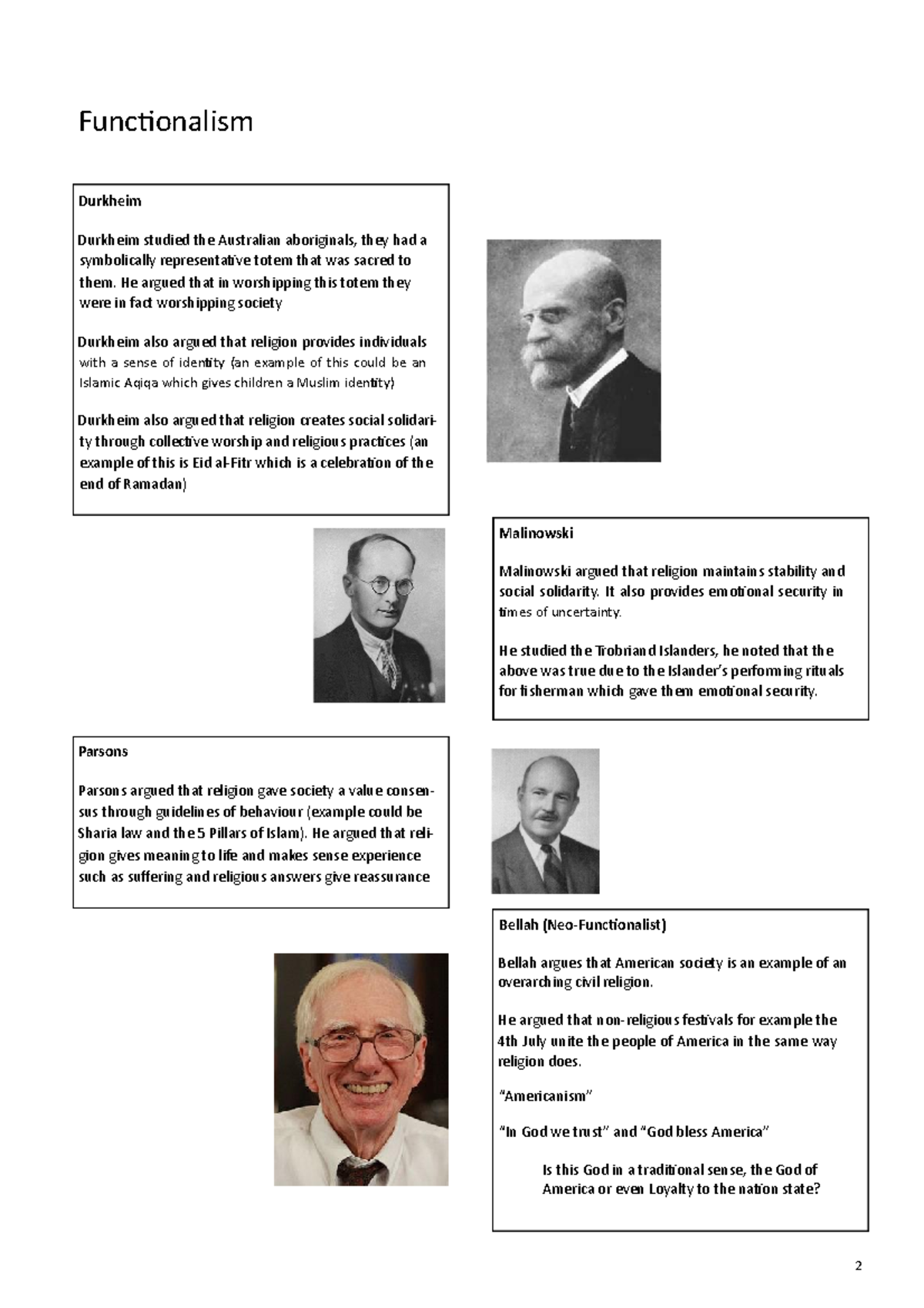 Sociology Beliefs in Society Theory - Functionalism Durkheim Durkheim ...