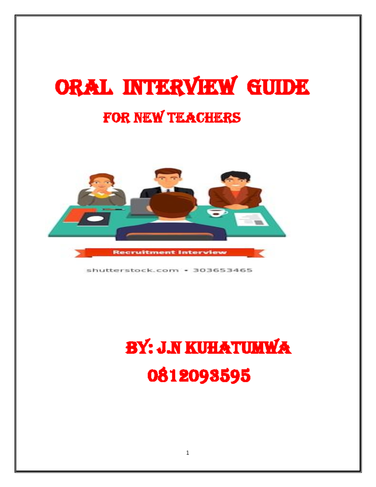 ORAL Interview Guide for New Teachers (EDU 0812093595) - Studocu
