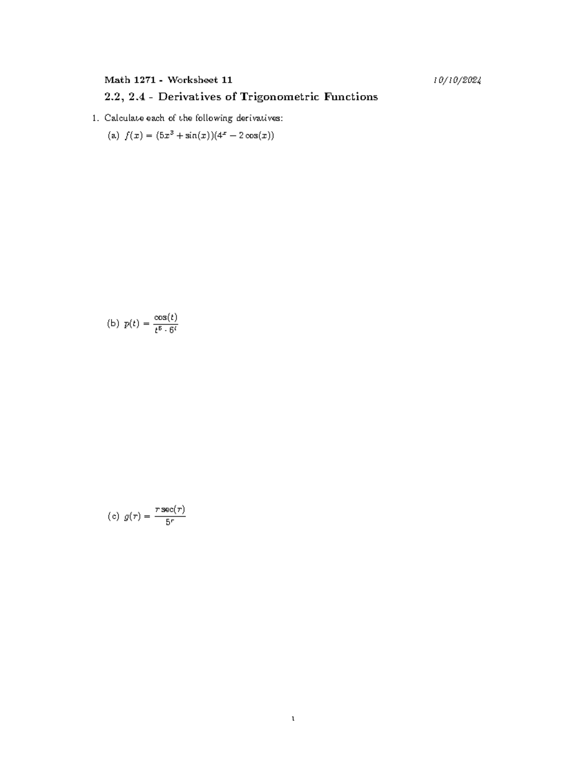 Worksheet+11 - Worksheet - Math 1271 - Worksheet 11 10/10/ 2, 2 ...
