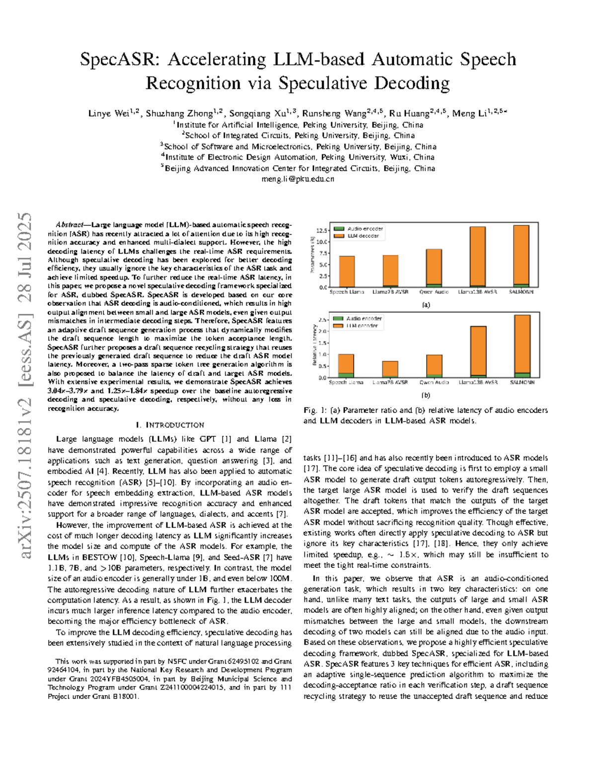 SpecASR: Enhancing ASR Efficiency with Speculative Decoding Techniques ...