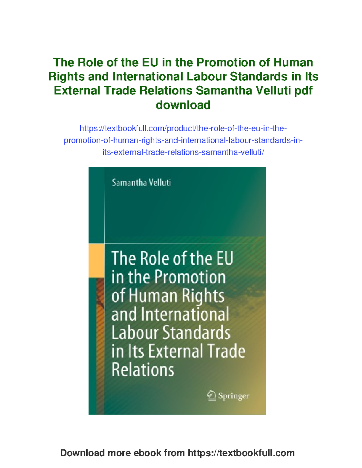 The Role of the EU in Promoting Human Rights & Labour Standards in ...