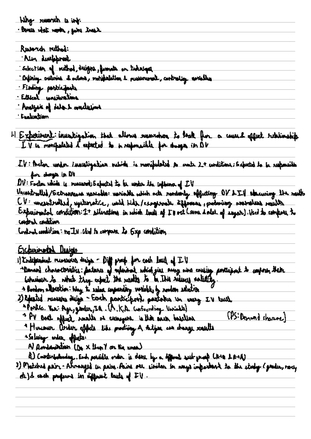 Psychology Research Methods Notes - PSY101 - Studocu