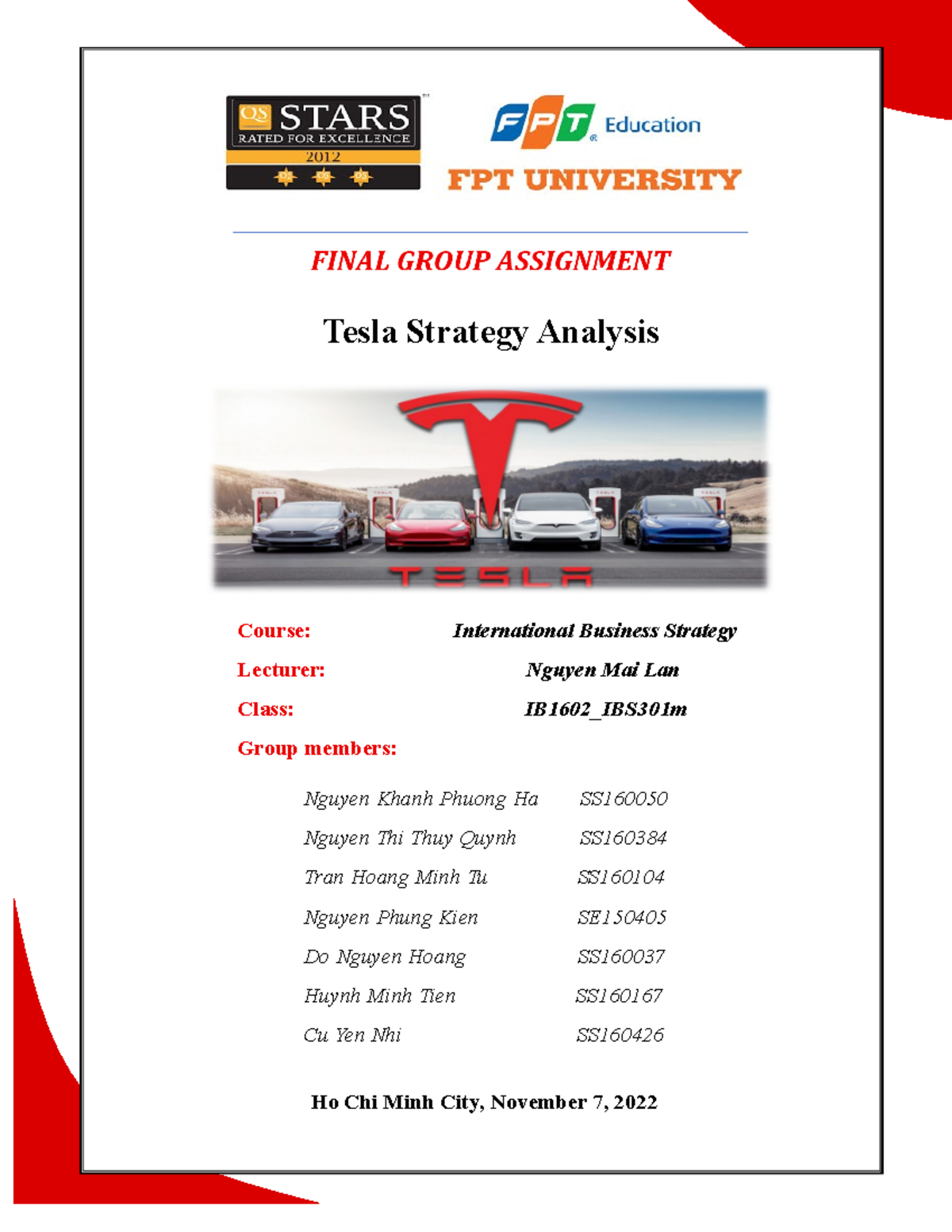 IBS301m GA Tesla-Strategy-Analysis - Table of Contents I. Introduction ...