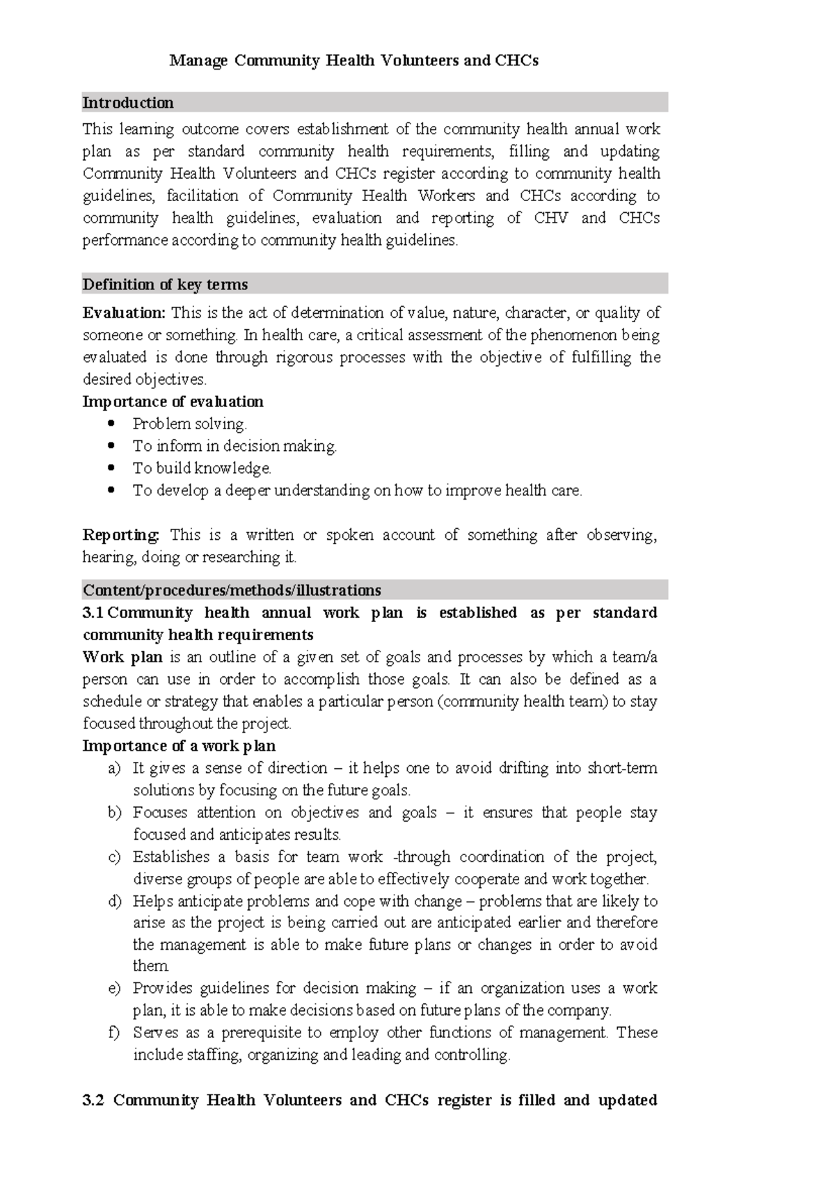 Managing Community Health Volunteers & CHCs: Strategies & Evaluation ...