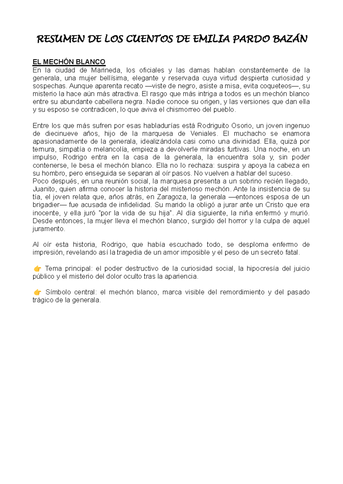 Resumen de Cuentos de Emilia Pardo Bazán (PB) - Document Preview