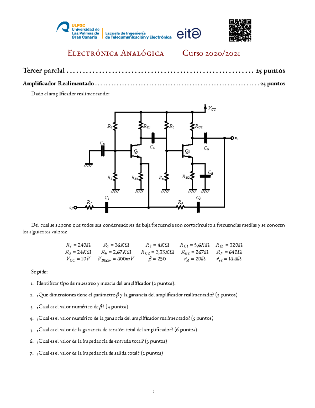 Examen Tercer Parcial Electrónica Analógica EITE:43718 - Document Preview