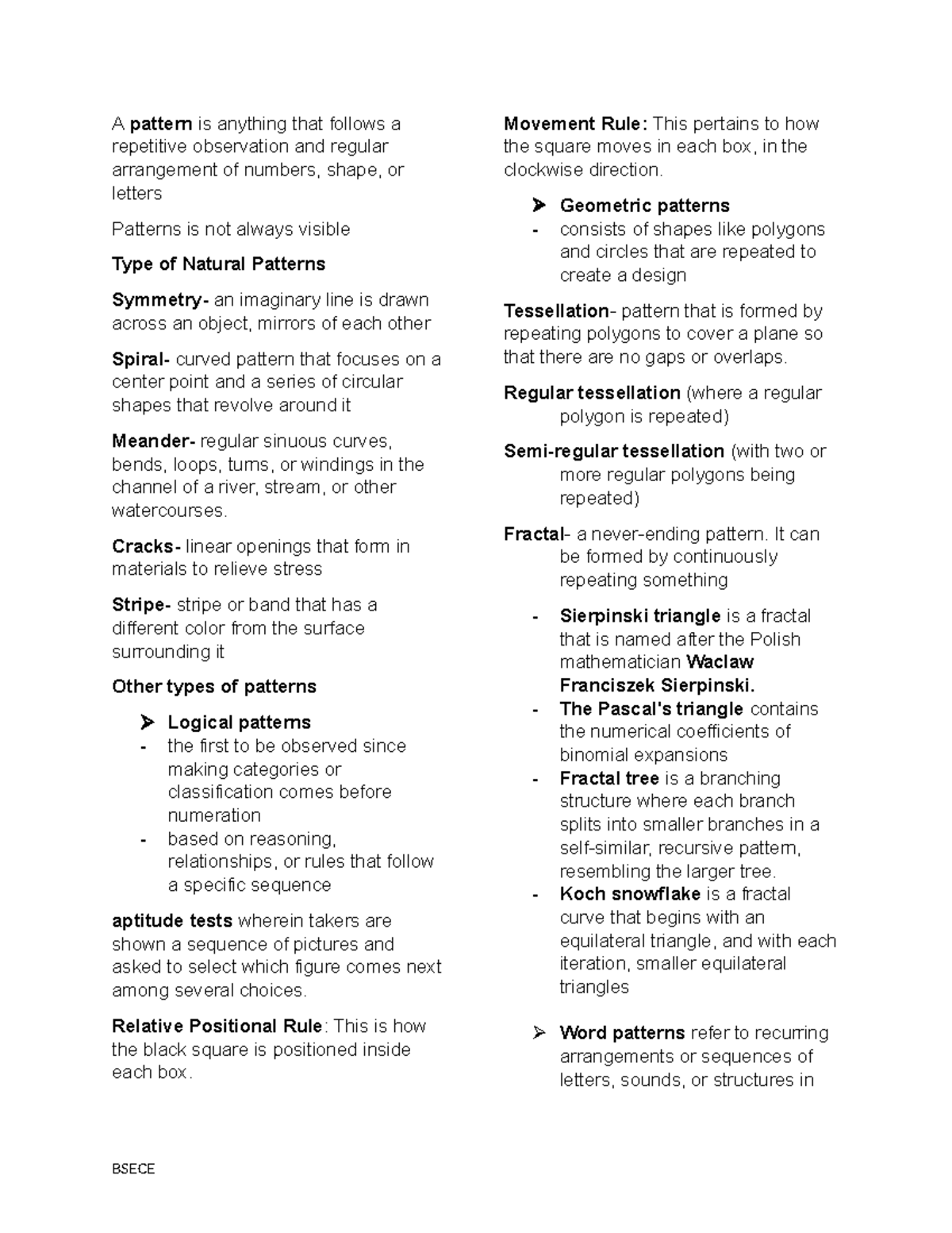 Mmw - lectures - A pattern is anything that follows a repetitive ...