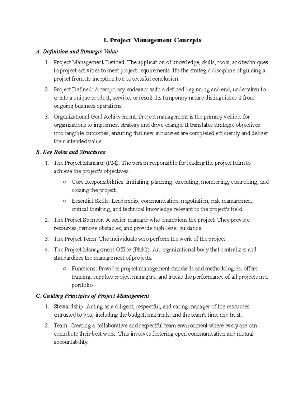 C722 • Project Management Concepts and Life Cycle Overview - Studocu