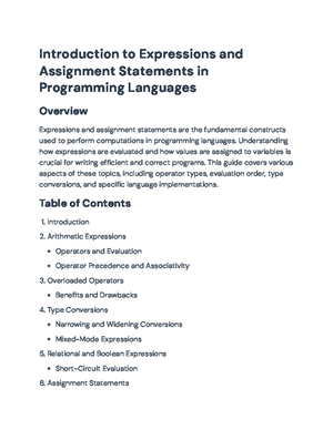 Summary of Chapter 7 - Chapter 7: Expressions and Assignment Statements ...