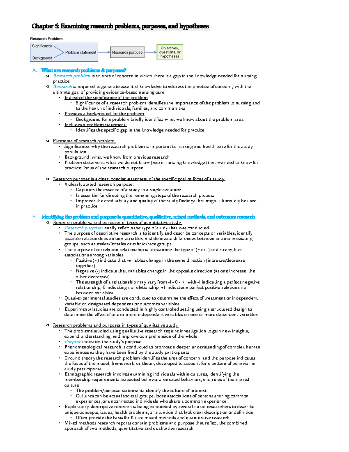 Chapter 5 - Exploring Research Problems & Purposes in Nursing - Studocu