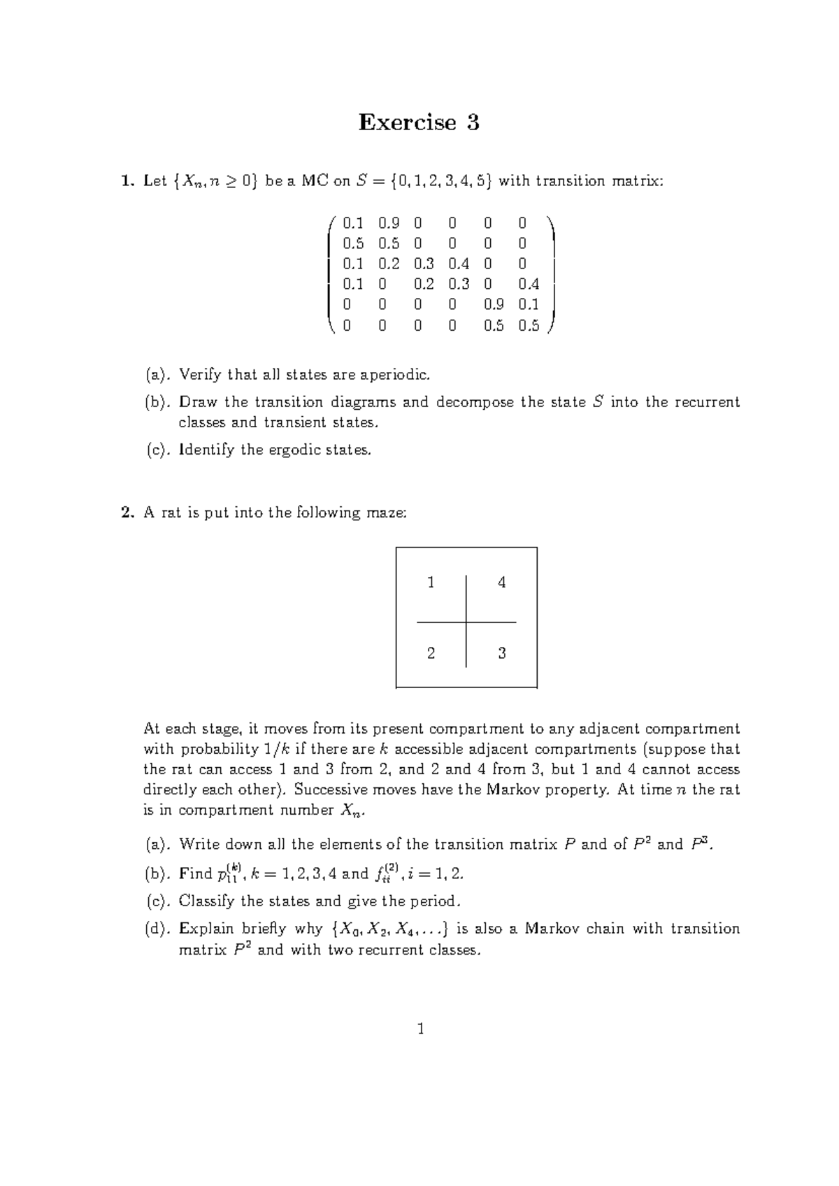 Week 3 Tute 04 - Markov Chain Exercise & Maze Analysis - Studocu