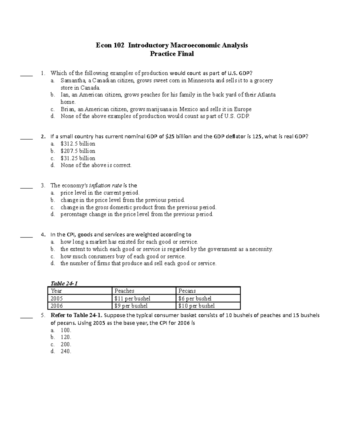 Econ 102 Fall 2020 Practice Final Exam Review Guide - Studocu