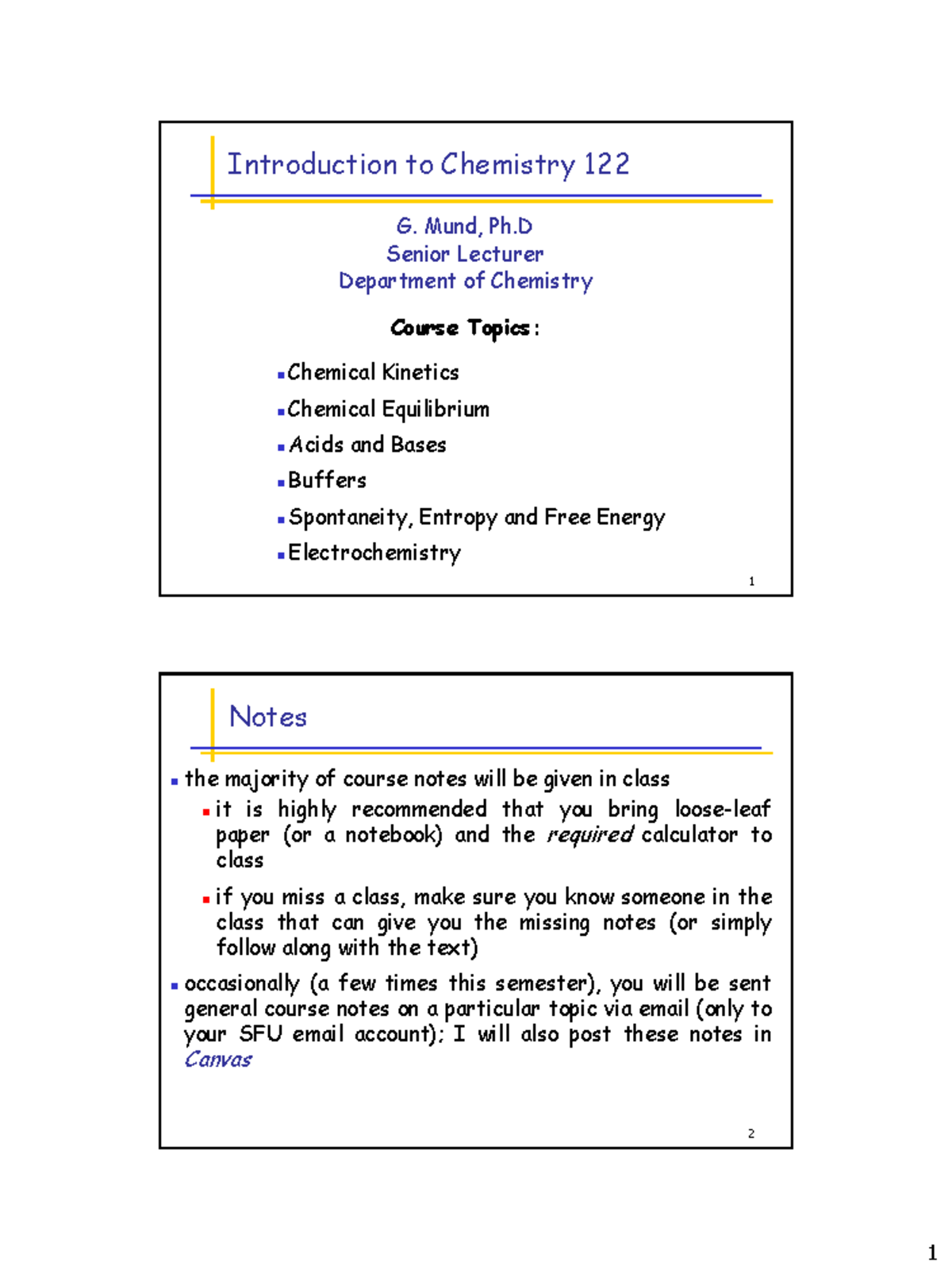 Chem 122 - Intro to Chemistry Lecture Notes 1: Course Overview - Studocu