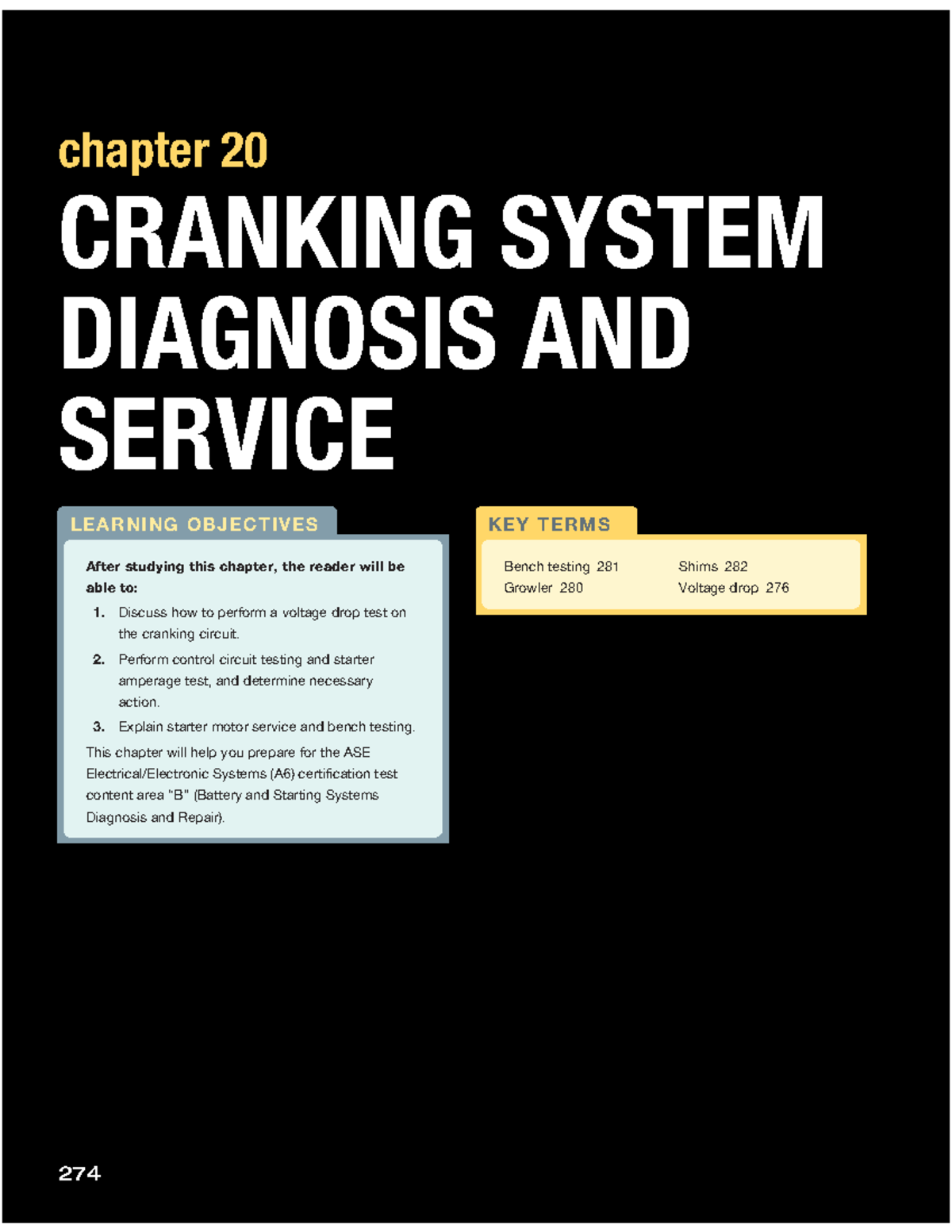 B5 Chapter 20 Cranking System Diagnosis & Service for ASE A6 Exam - Studocu