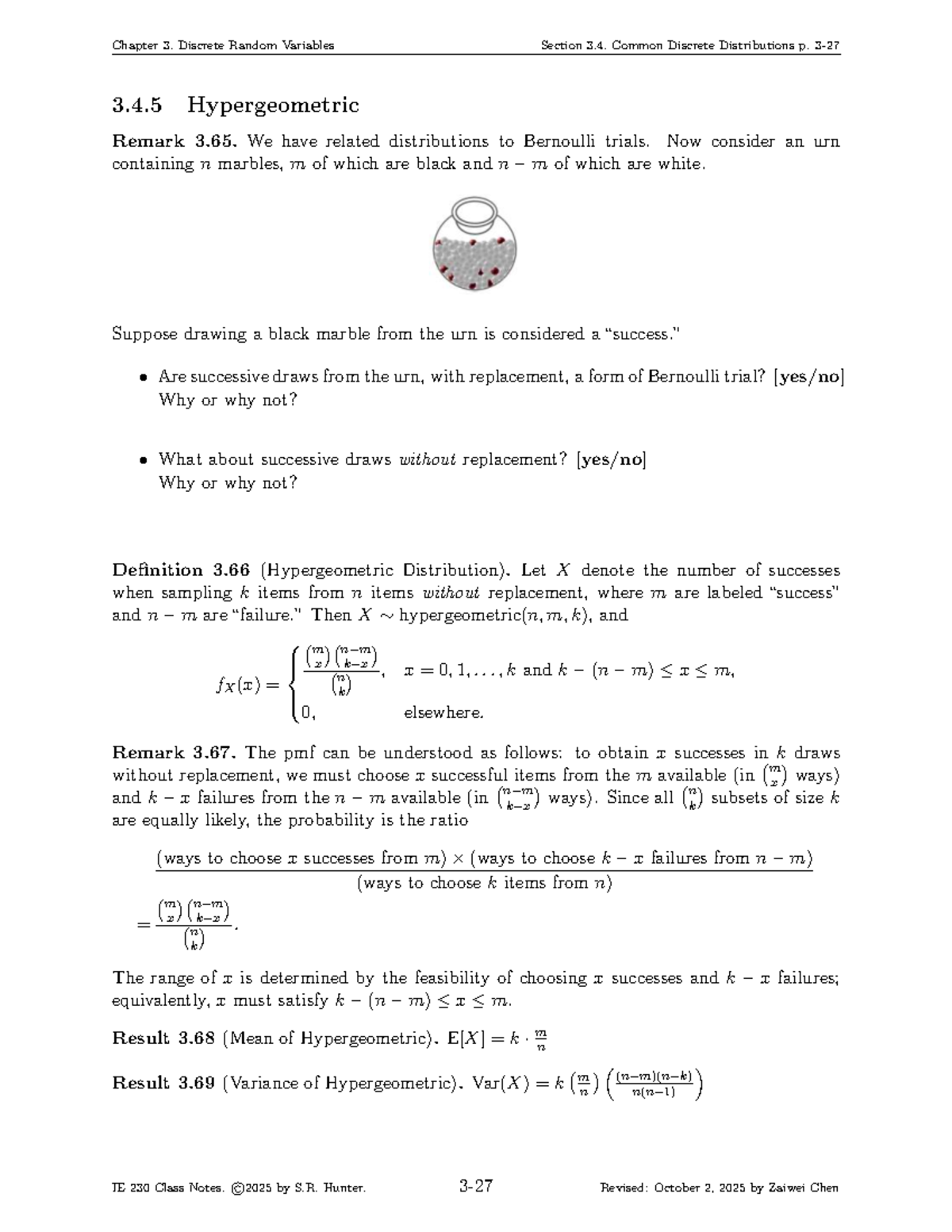 IE 230 Class Notes: Discrete Random Variables & Common Distributions ...