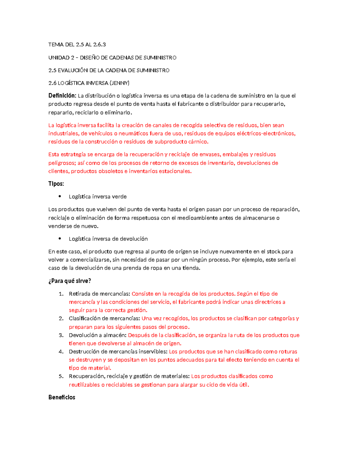 Unidad 2 - Diseño de Cadenas de Suministro y Logística Inversa - Studocu
