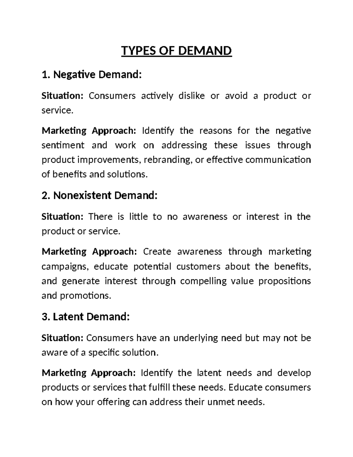 Types of Demand in Marketing Strategies: A Comprehensive Overview - Studocu