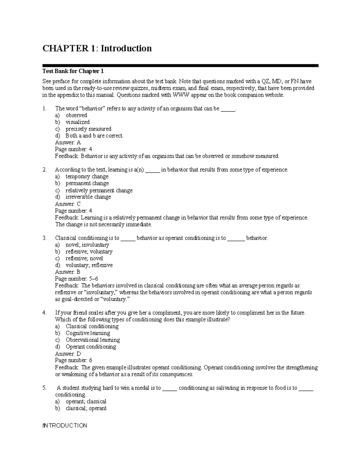 Powell 5e Test Bank for Chapter 01: Introduction to Behavior - Studocu