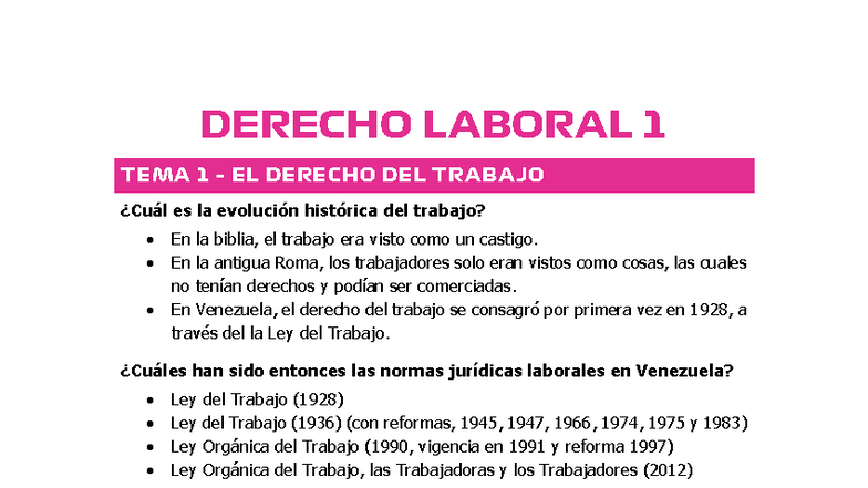 Derecho Laboral 1 - Guía 1: Evolución Histórica y Principios Clave ...