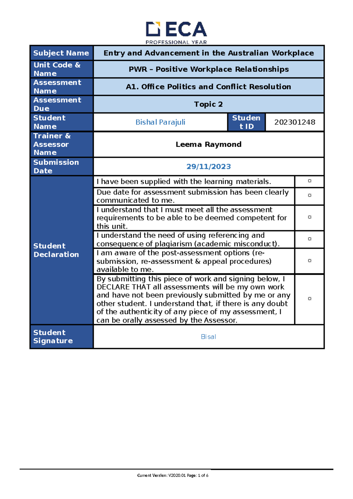 Module 2 - Topic 2 Assessment Task: Office Politics & Conflict ...