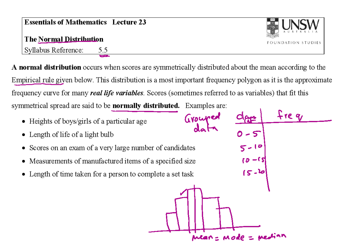 Essentials of Mathematics L23: Understanding the Normal Distribution ...