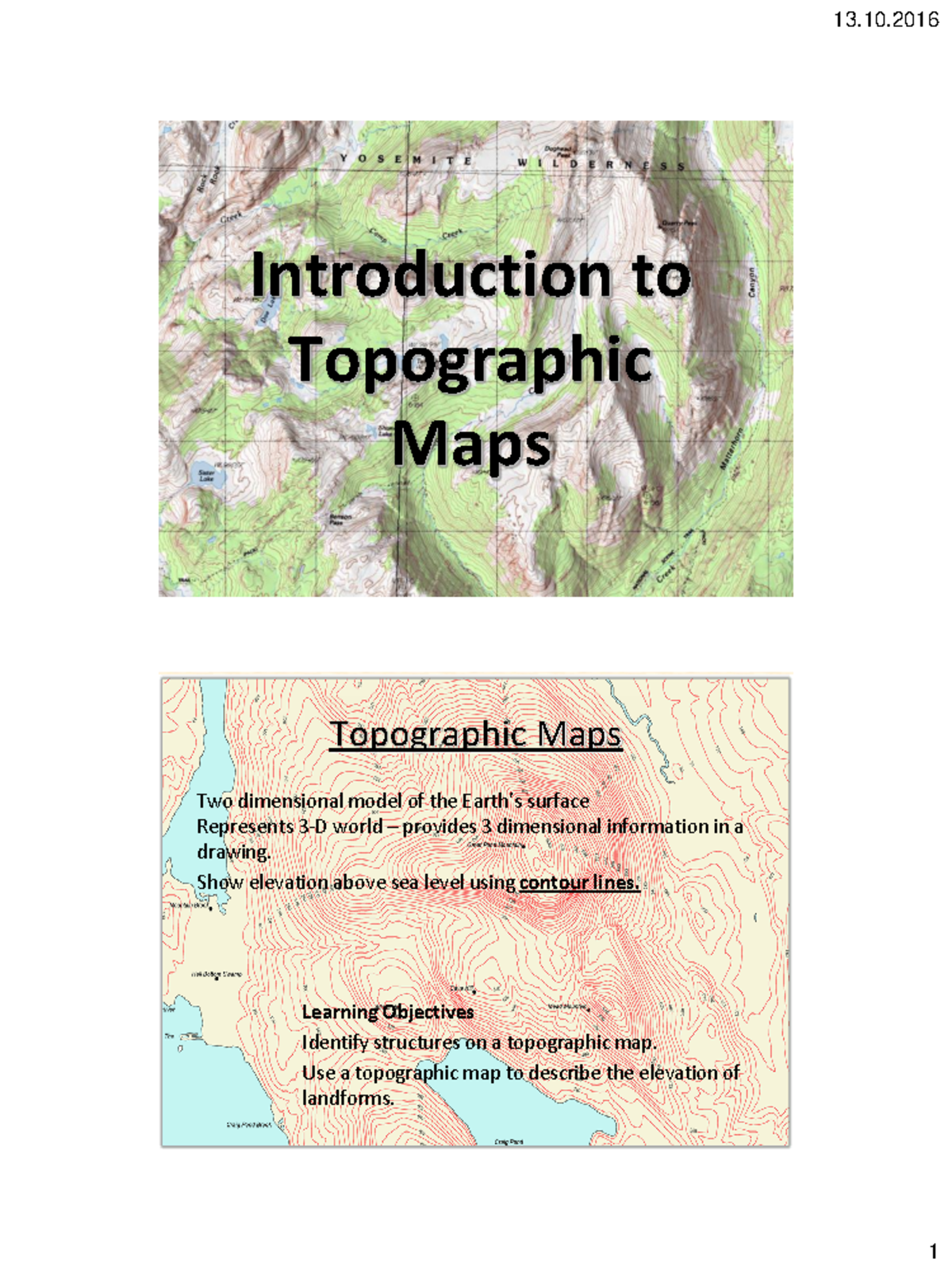Topographic Maps - Understanding Geography (Course Code: 13.10.2016 ...