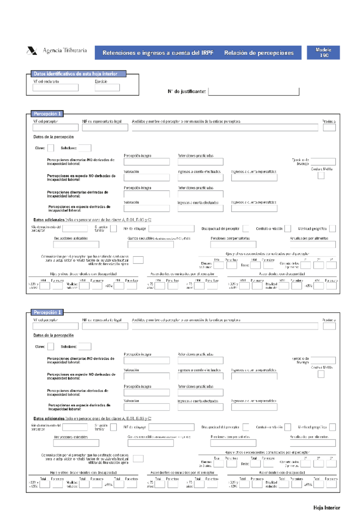 Modelo 190 - Agencia Tributaria Modelo Retenciones e ingresos a cuenta ...
